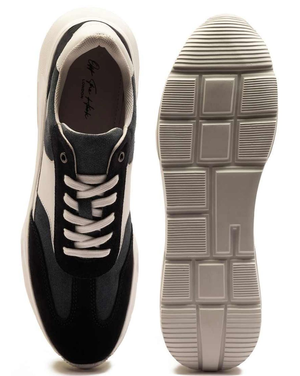OFF THE HOOK Black 'Collins' Casual Lace-Up Leather Trainers for men