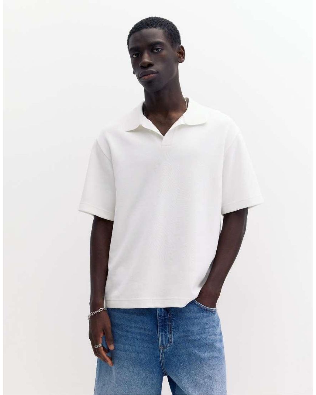Polo A Maniche Corte di Pull&Bear in White da Uomo