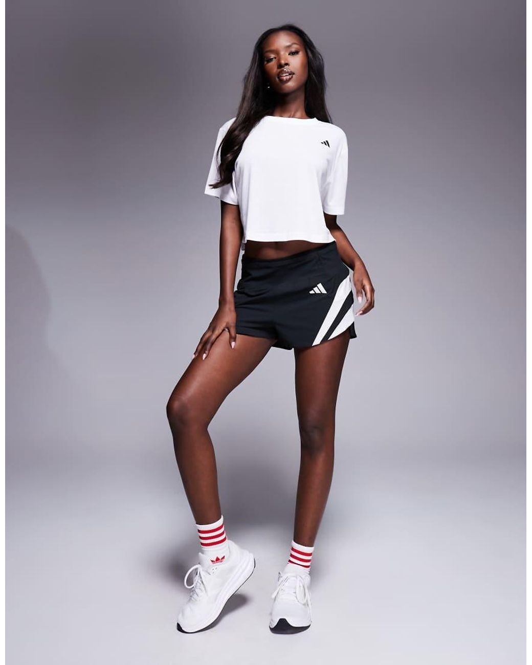 Adidas Originals White Adidas Running Adizero 3" Shorts With Side 3 Stripes