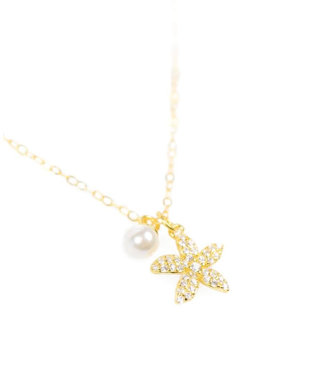 Lovisa Metallic Plated Sterling Starfish Freshwater Pearl Chain Necklace