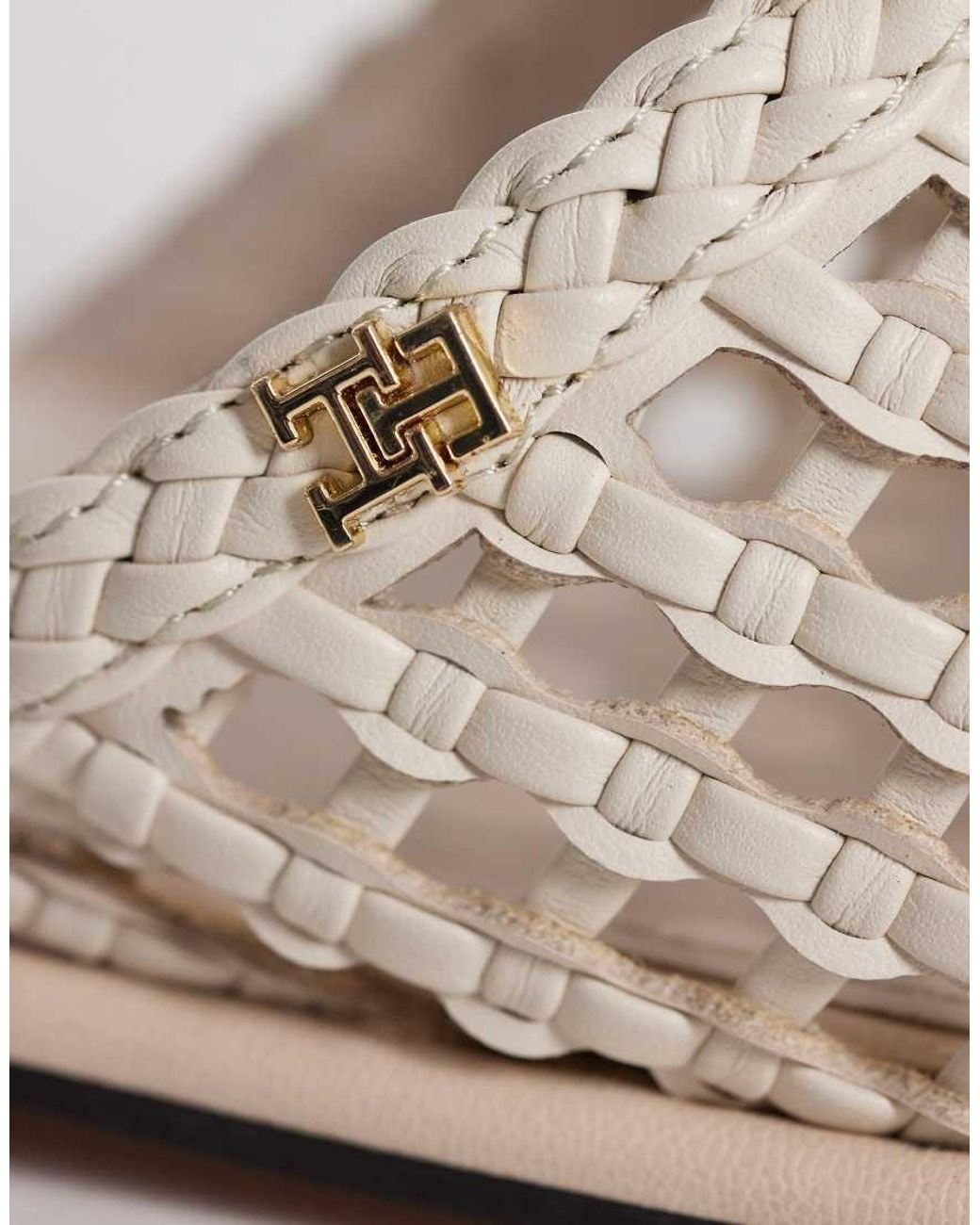 Tommy Hilfiger White Leather Woven Mule Sandal