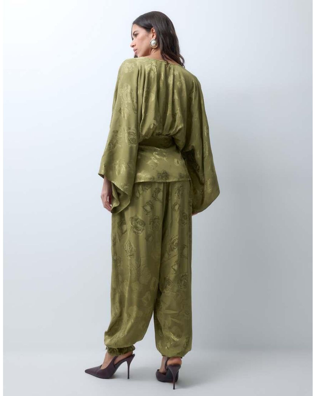 ASOS Green Jacquard Oversized Balloon Trouser