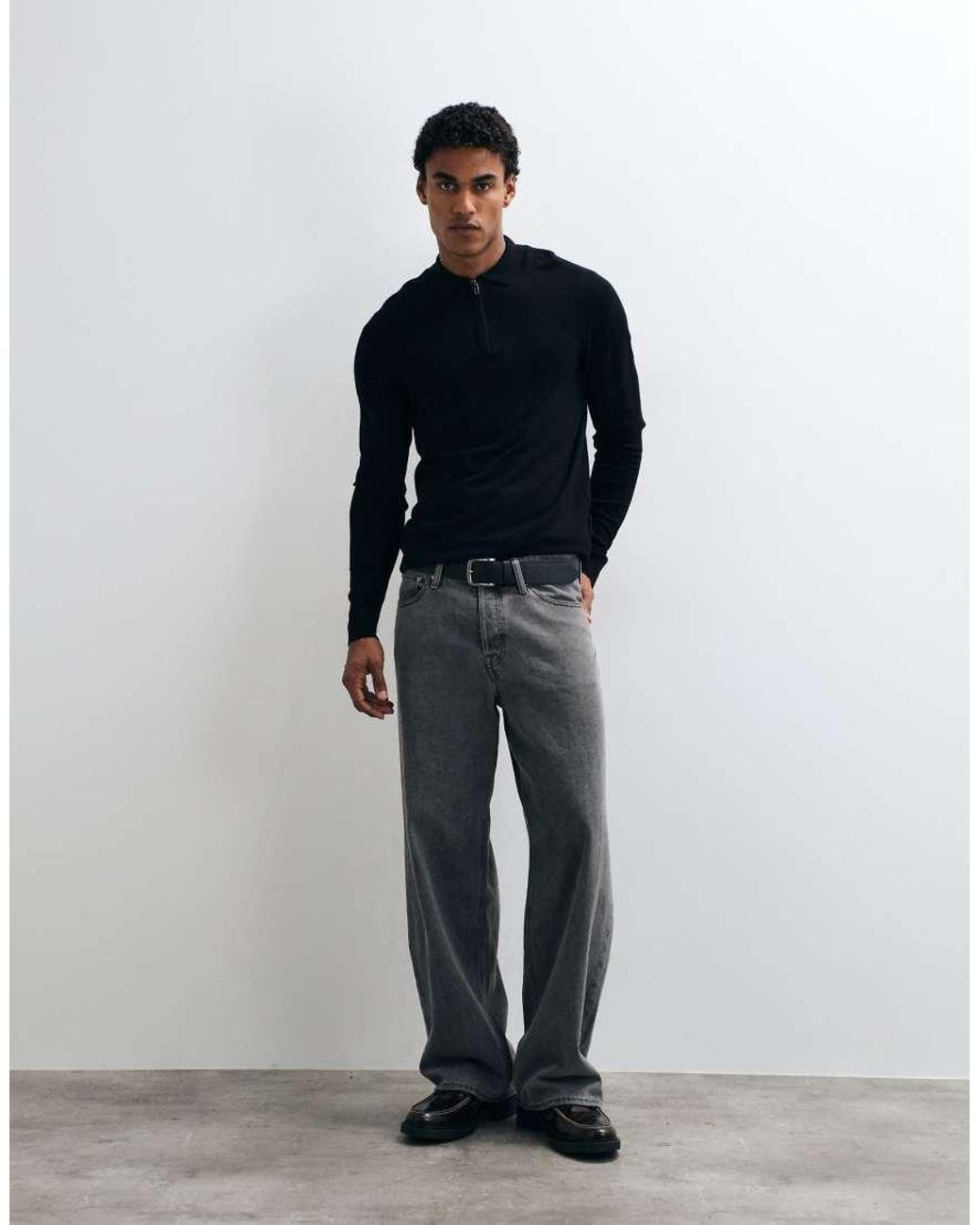 French Connection Blue Knitted Polo Shirt for men