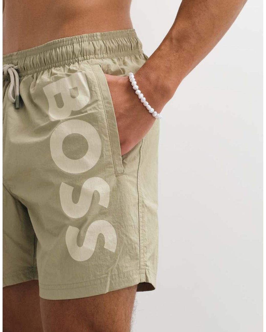 Boss Green Octopus Swim Shorts With Logo Print for men