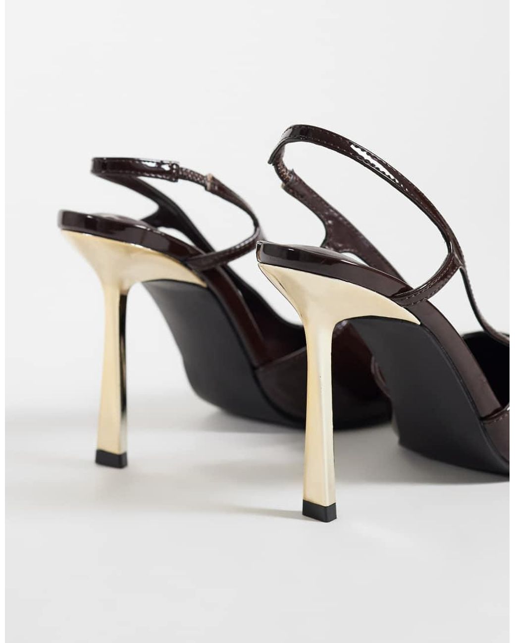 Public Desire White Reset Slingback Heeled Shoes With Metal Detail