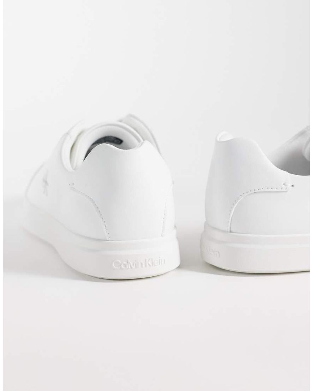 Calvin Klein White Leather Low Profile Cupsole Sneakers