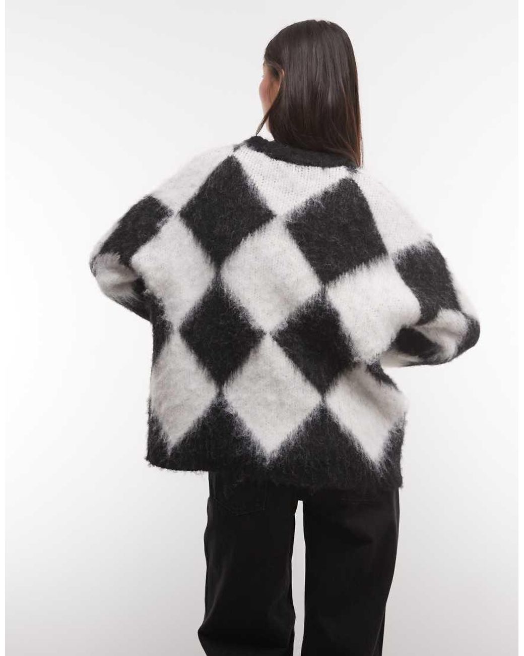 The Ragged Priest Multicolor Oversized Harlequin Fluffy Jumper