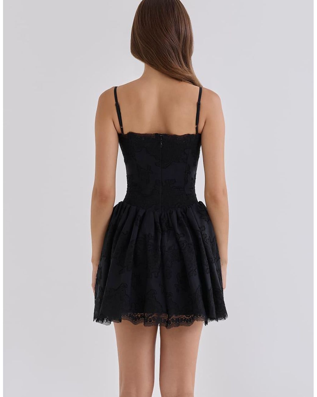 House Of Cb Black Chloe Cotton Broderie Anglaise Lace Mini Dress