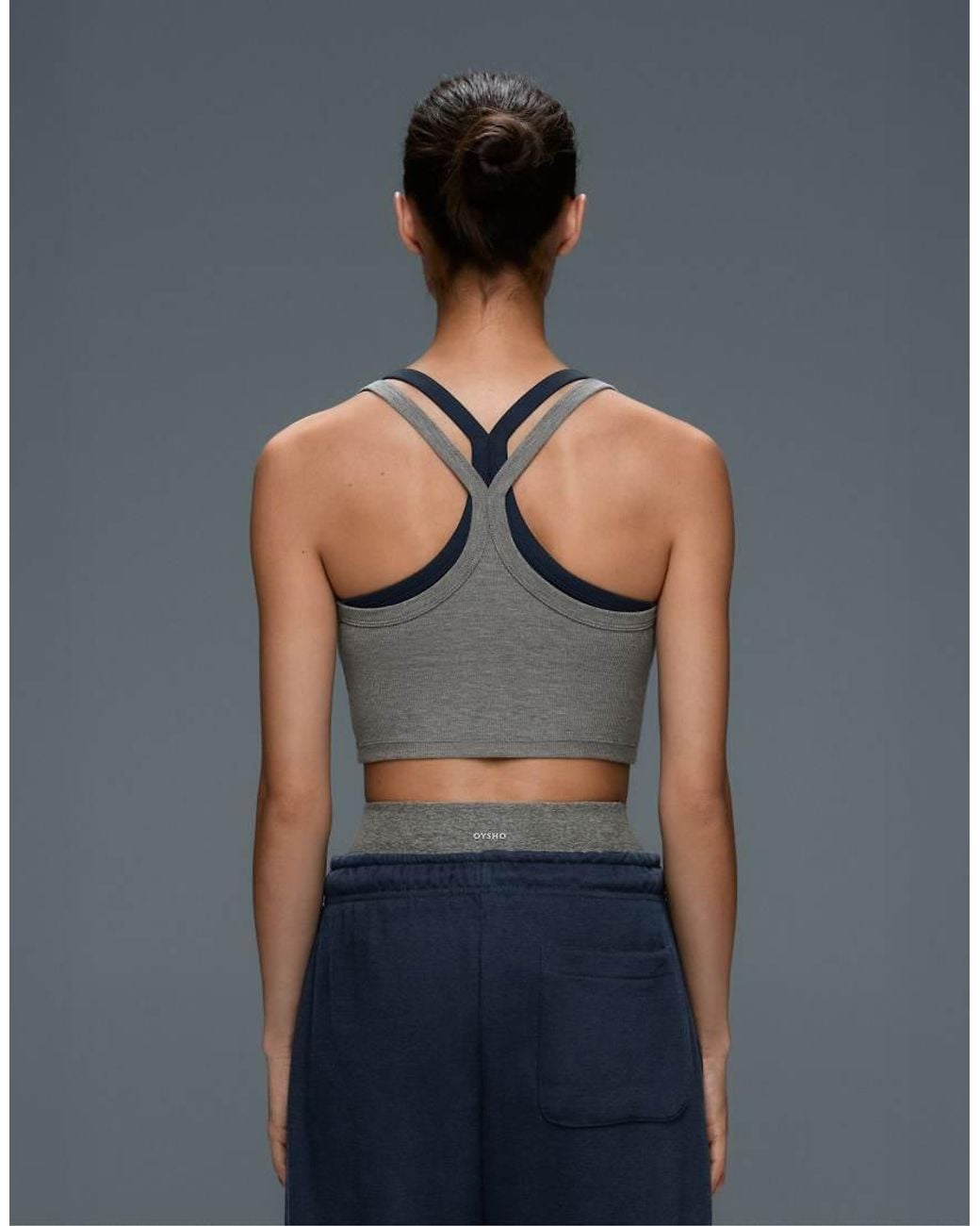 Oysho Gray Rib Marl Tank Top Top Overlay