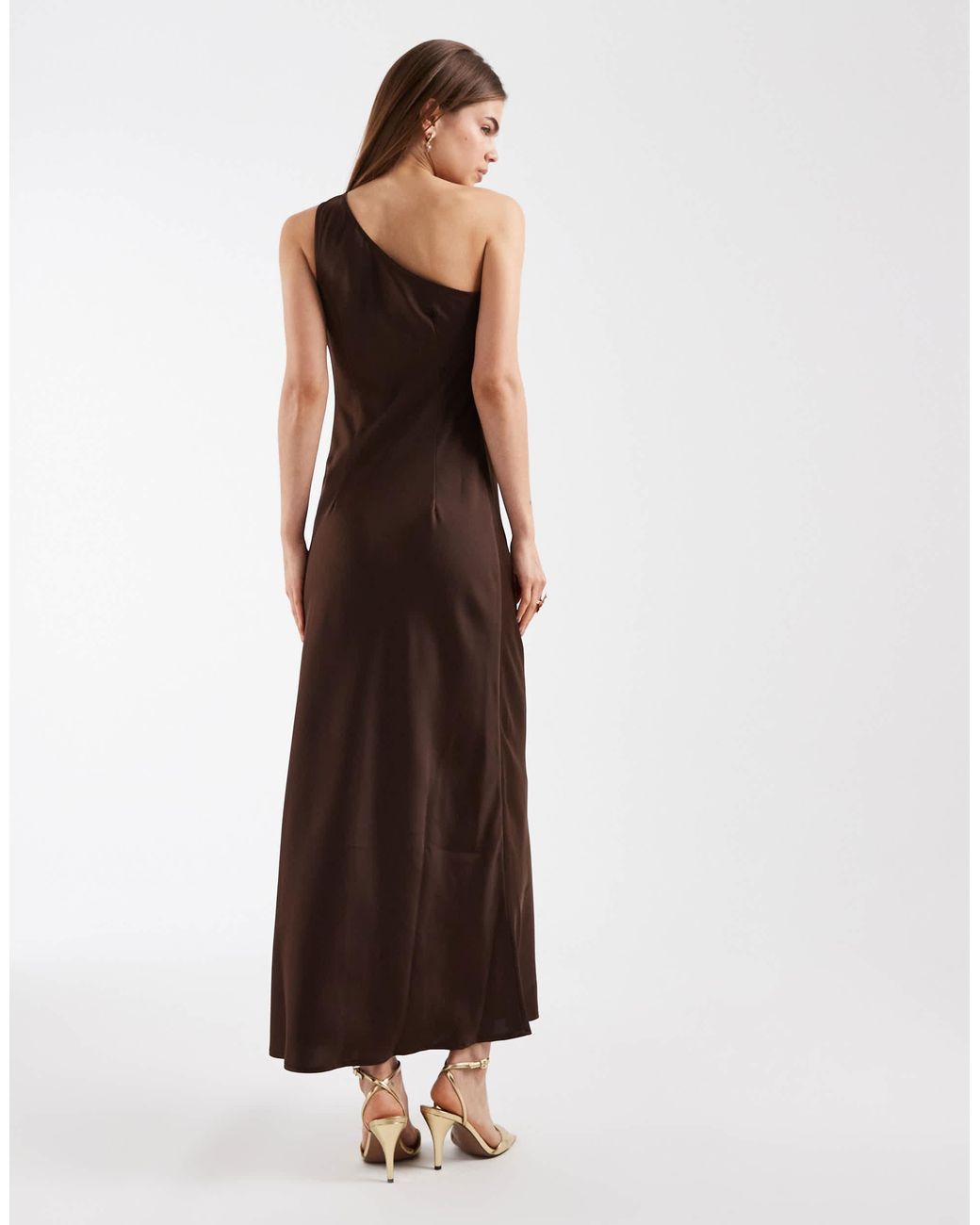 Object Brown – satin-maxikleid