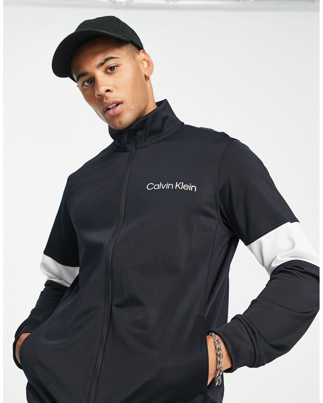Calvin Klein Performance Colour Block Tracksuit Set in Black for Men | Lyst