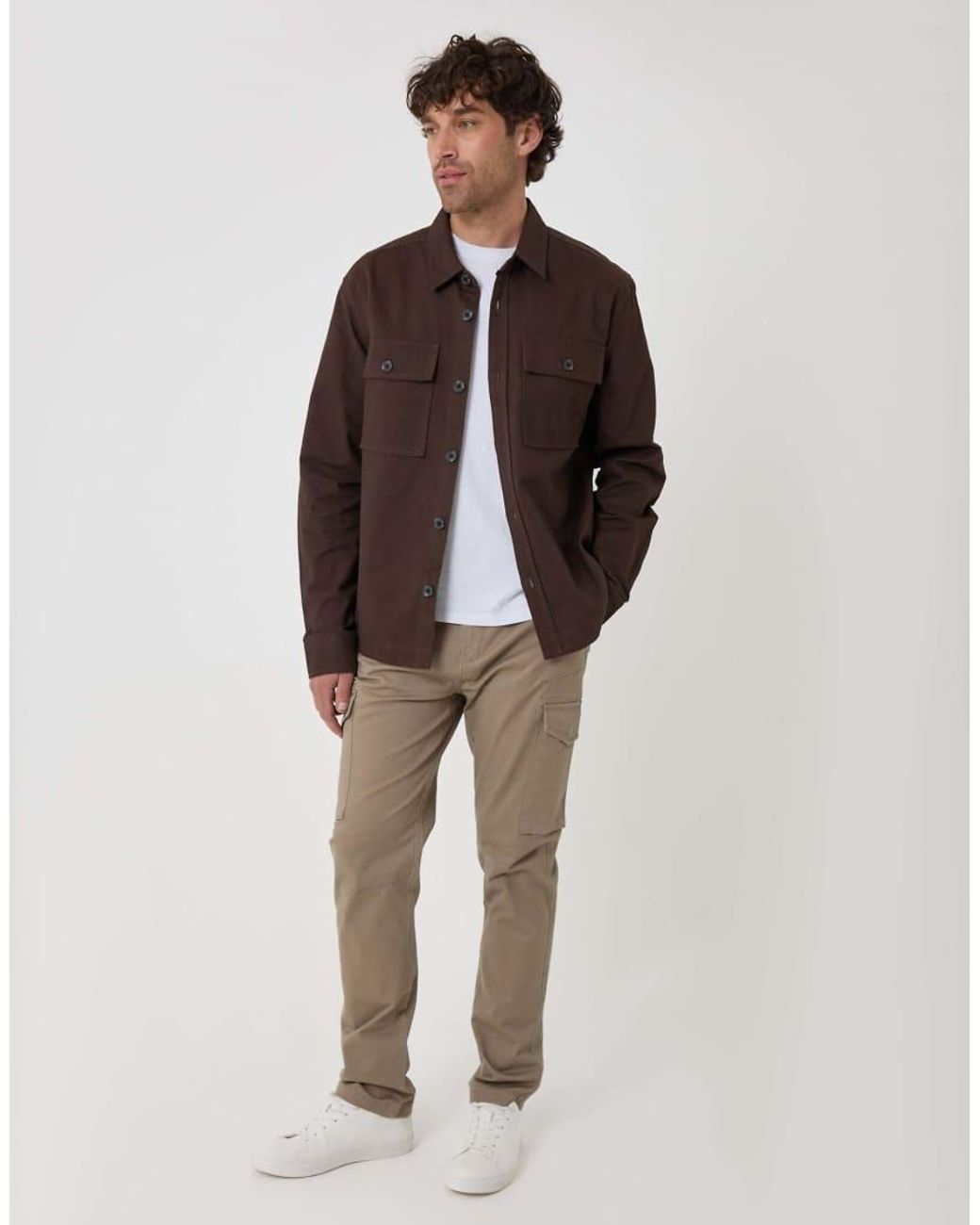 Threadbare Black Cotton Twill Shacket With Pockets for men