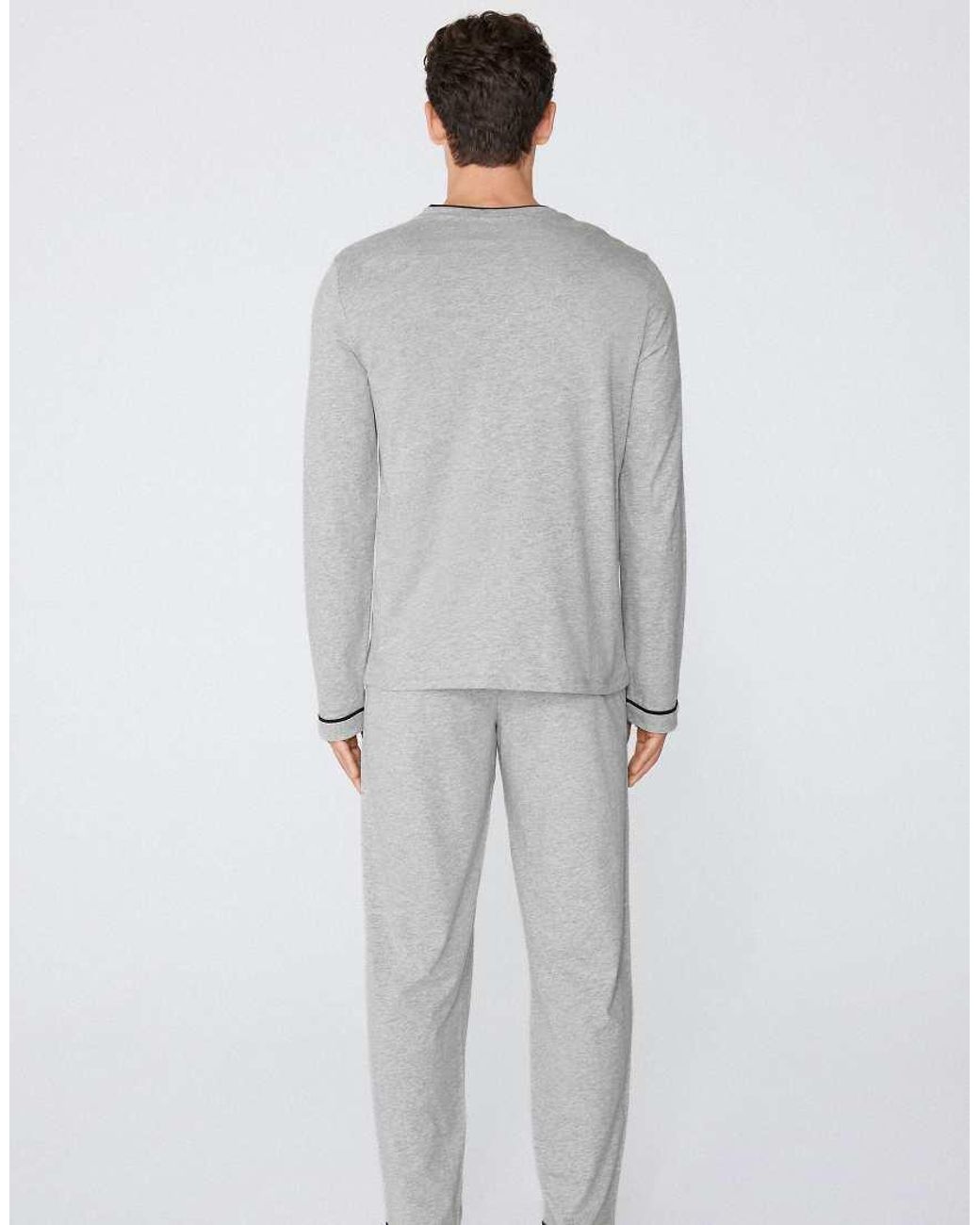 Tezenis White Long Piping Cotton Pyjamas for men