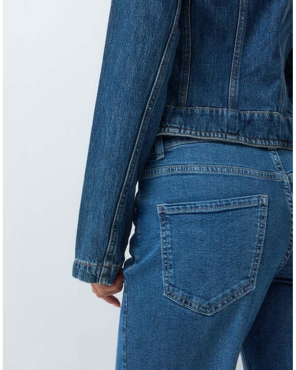 Vero Moda Blue Flora High Rise Straight Leg Jeans With Belt