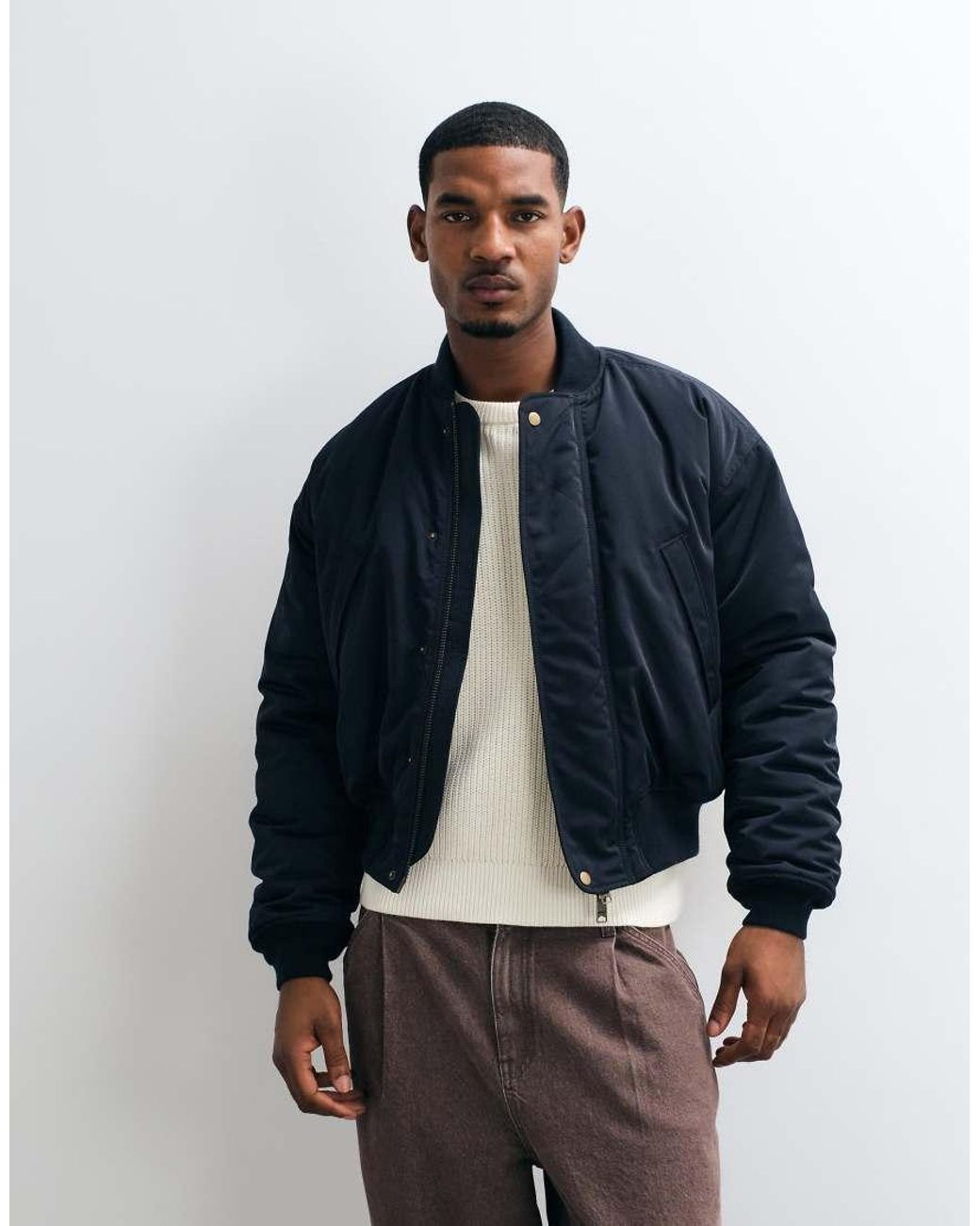 Weekday Blue Bomber With Gathered Sleeve And Back Detail for men