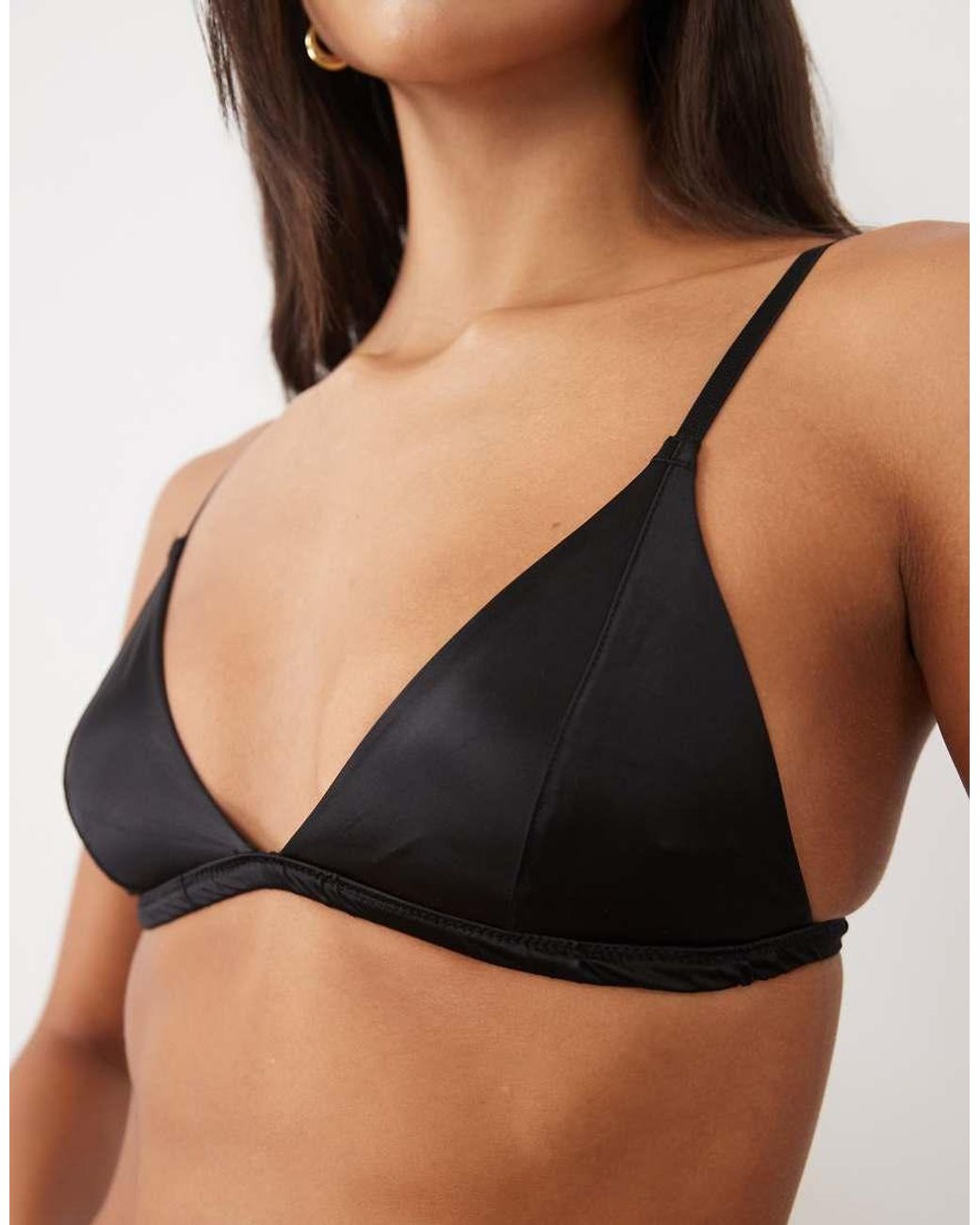 New Look Black Satin Triangle Bralette