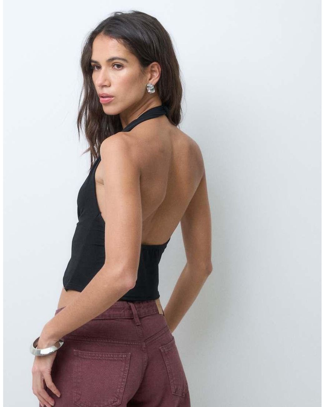 Collusion Blue Halter Twist Front Top