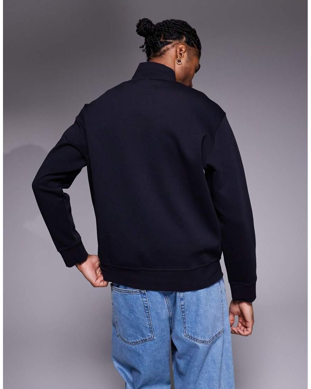 ARMANI EXCHANGE Blue Logo Quarter Zip Jumper for men