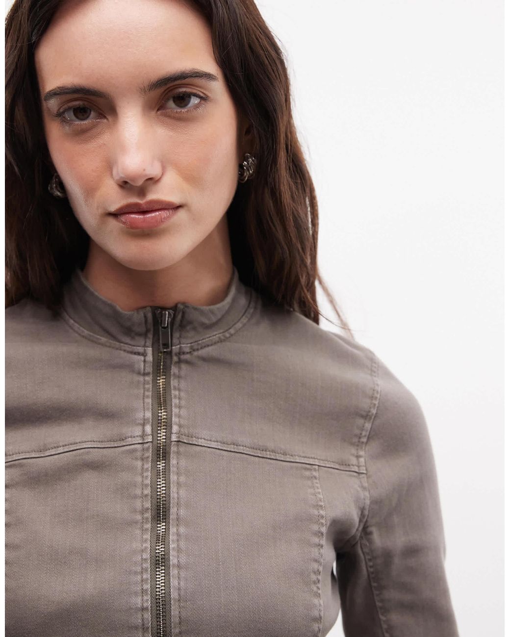 Weekday Green Fitted Zip Through Jacket