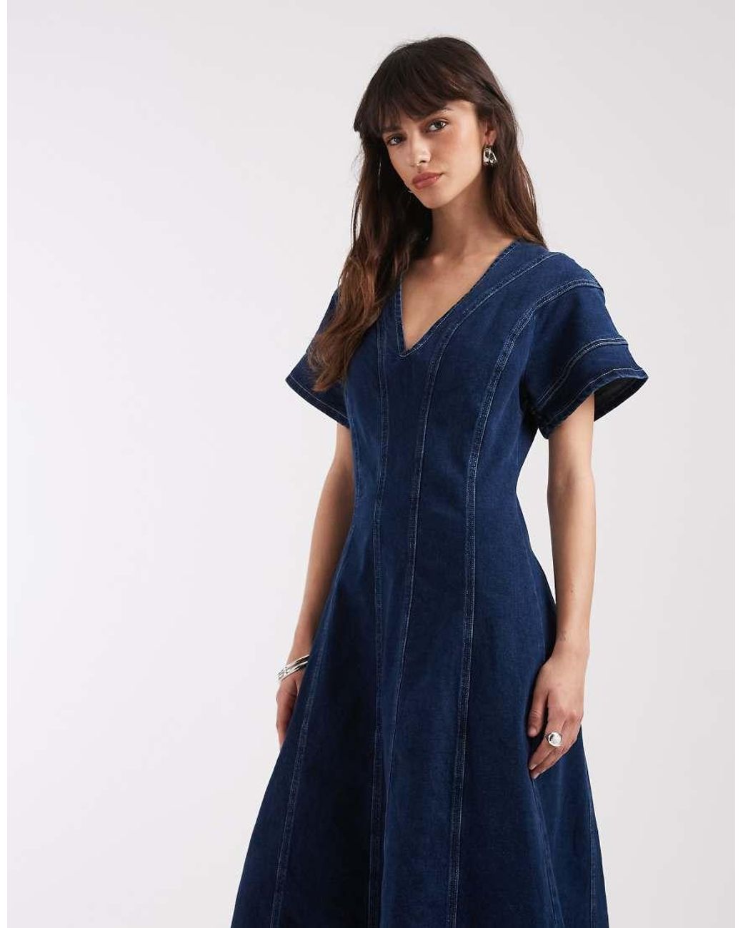 River Island Blue Denim Seam Detail Dress
