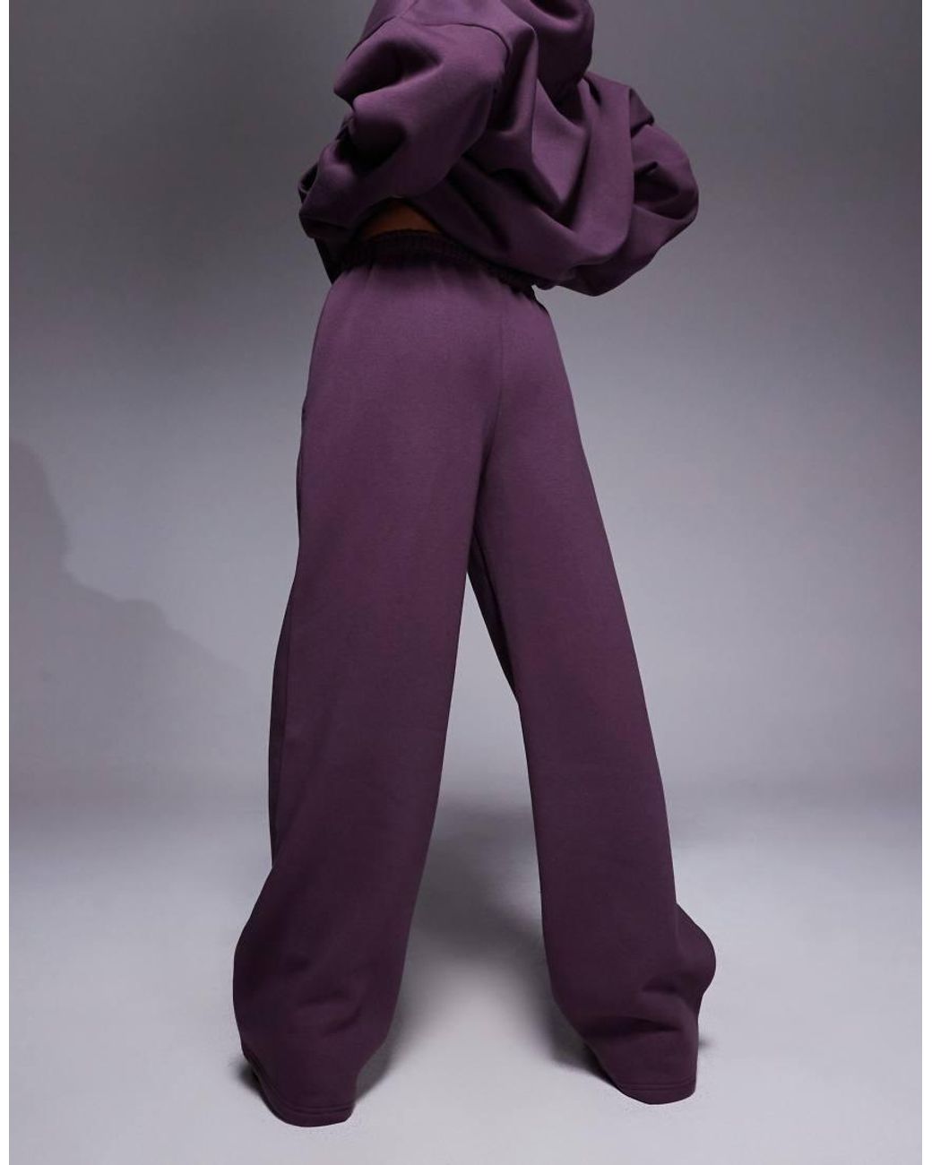 Kaiia Purple Cotton Rich Embroide Logo Wide Leg jogger Co-ord