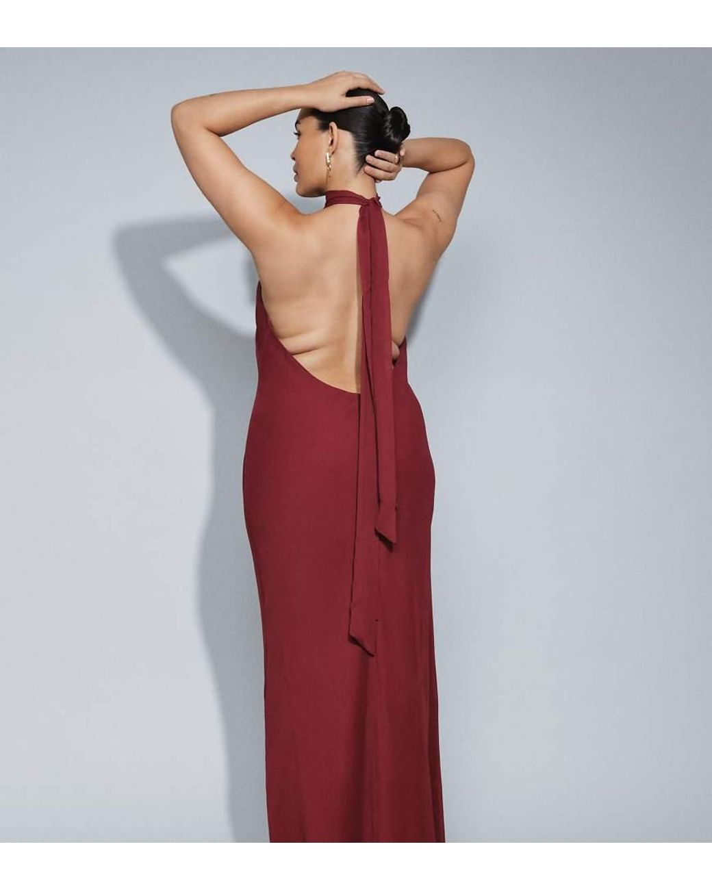ASOS Red Asos Design Curve Tie Halter Neck Maxi Dress