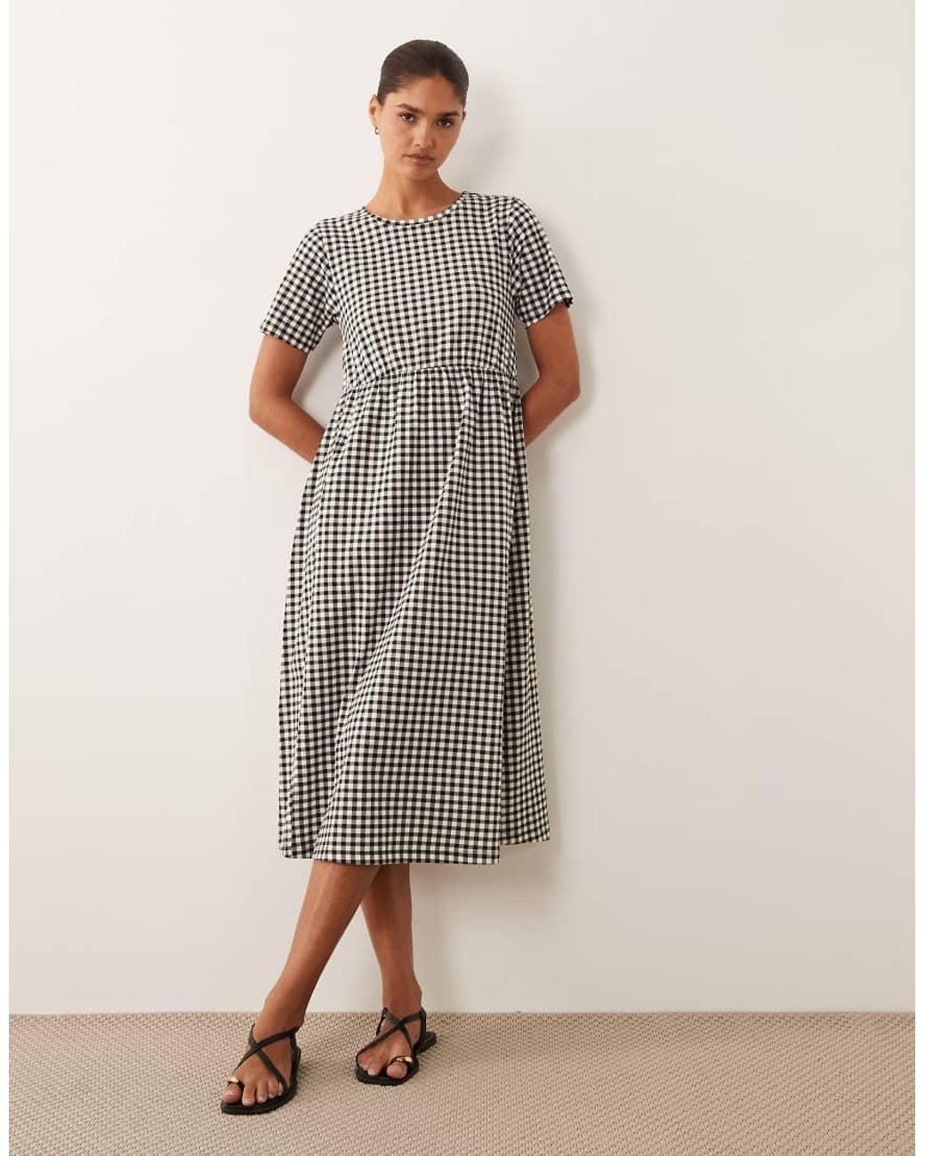 Threadbare Black Jersey Short Sleeve Midi Dress