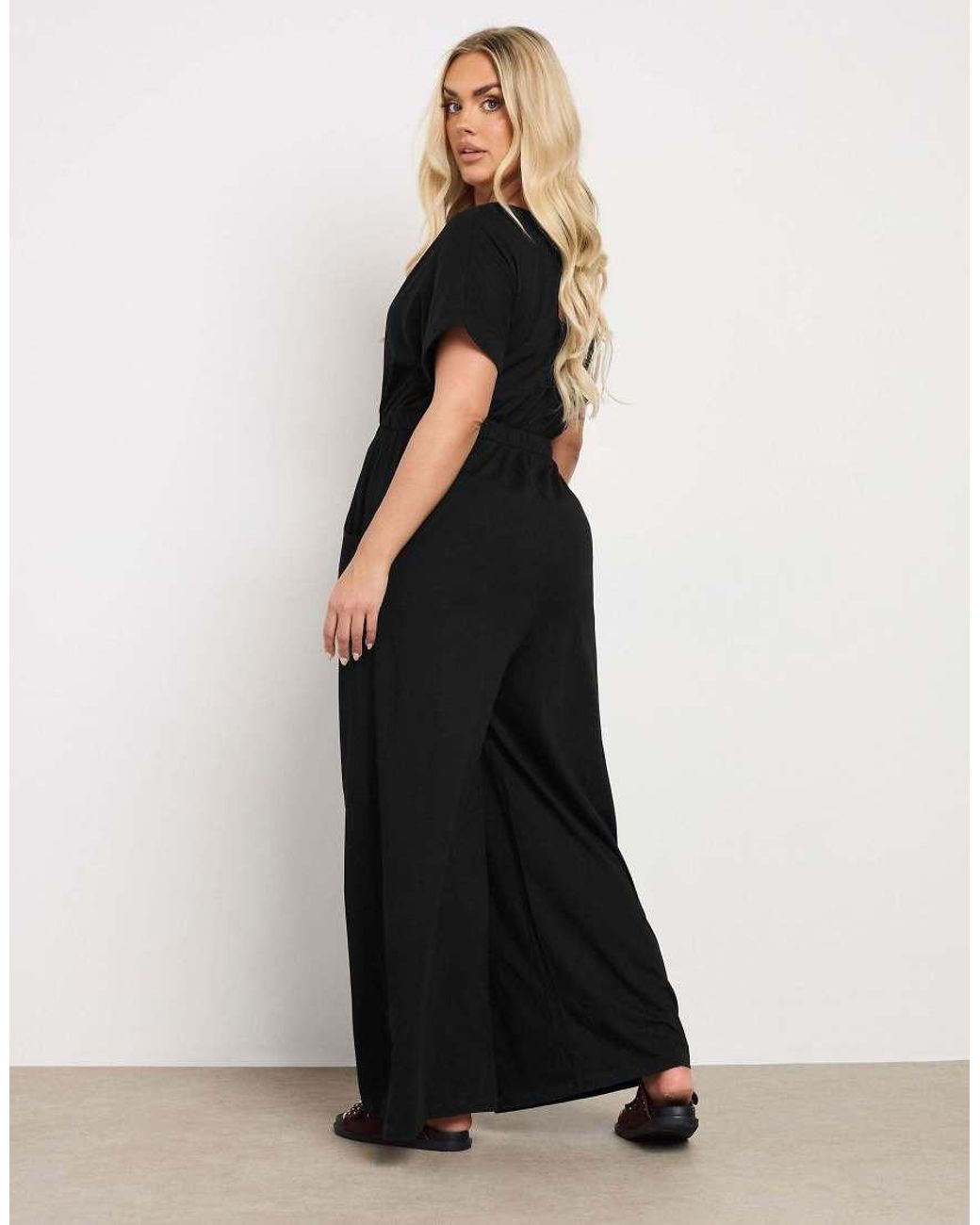 Yours Clothing Black Wide Leg Jumpsuit