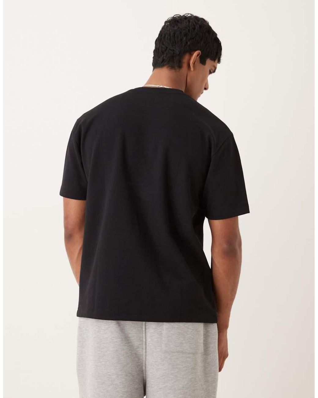 ASOS Black Heavyweight Relaxed T-shirt With Text Graphic for men