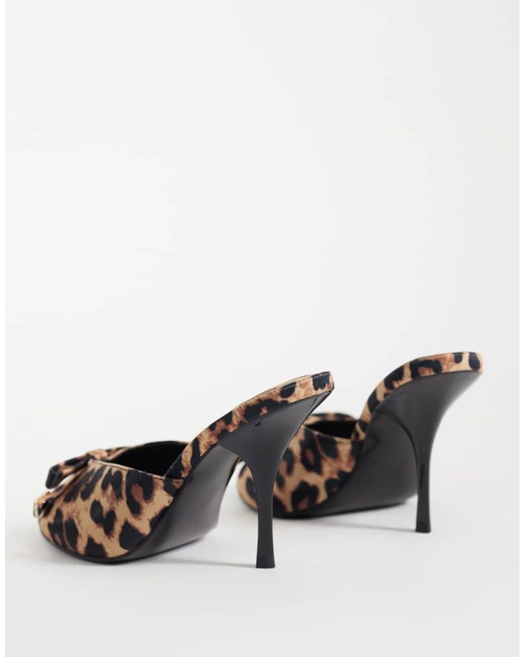 Asos Design Wide Fit White Nelly Bow Detail High Heeled Mules