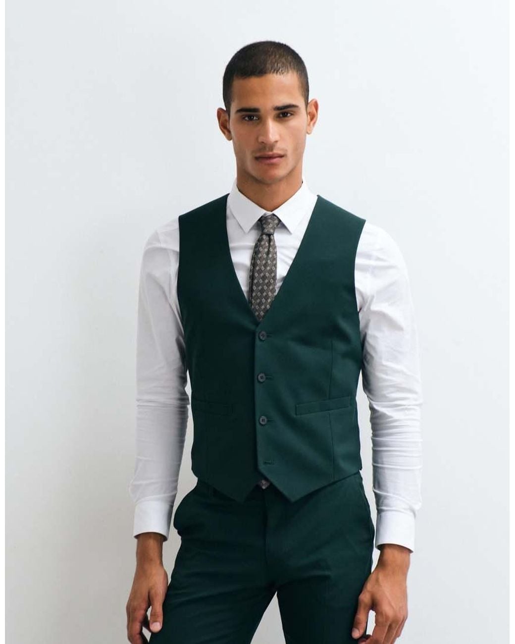 ASOS Green Skinny Suit Waistcoat for men