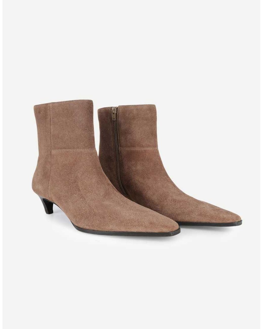 OFF THE HOOK Brown Pheonix Suede Kitten Heel Ankle Boots