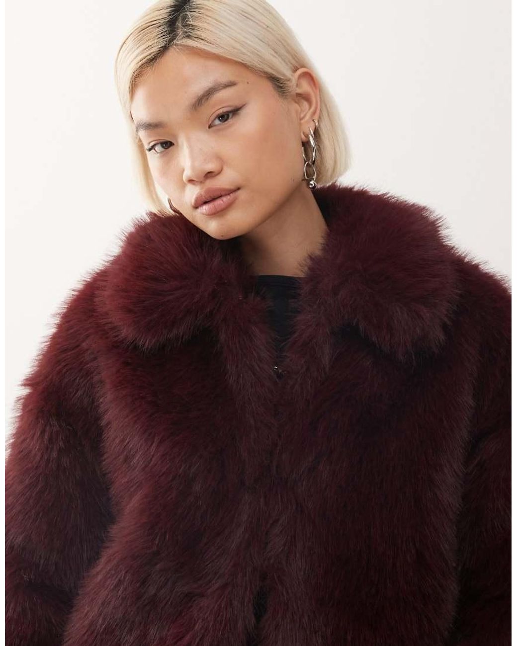 Reclaimed Vintage Red Faux Fur Boxy Jacket