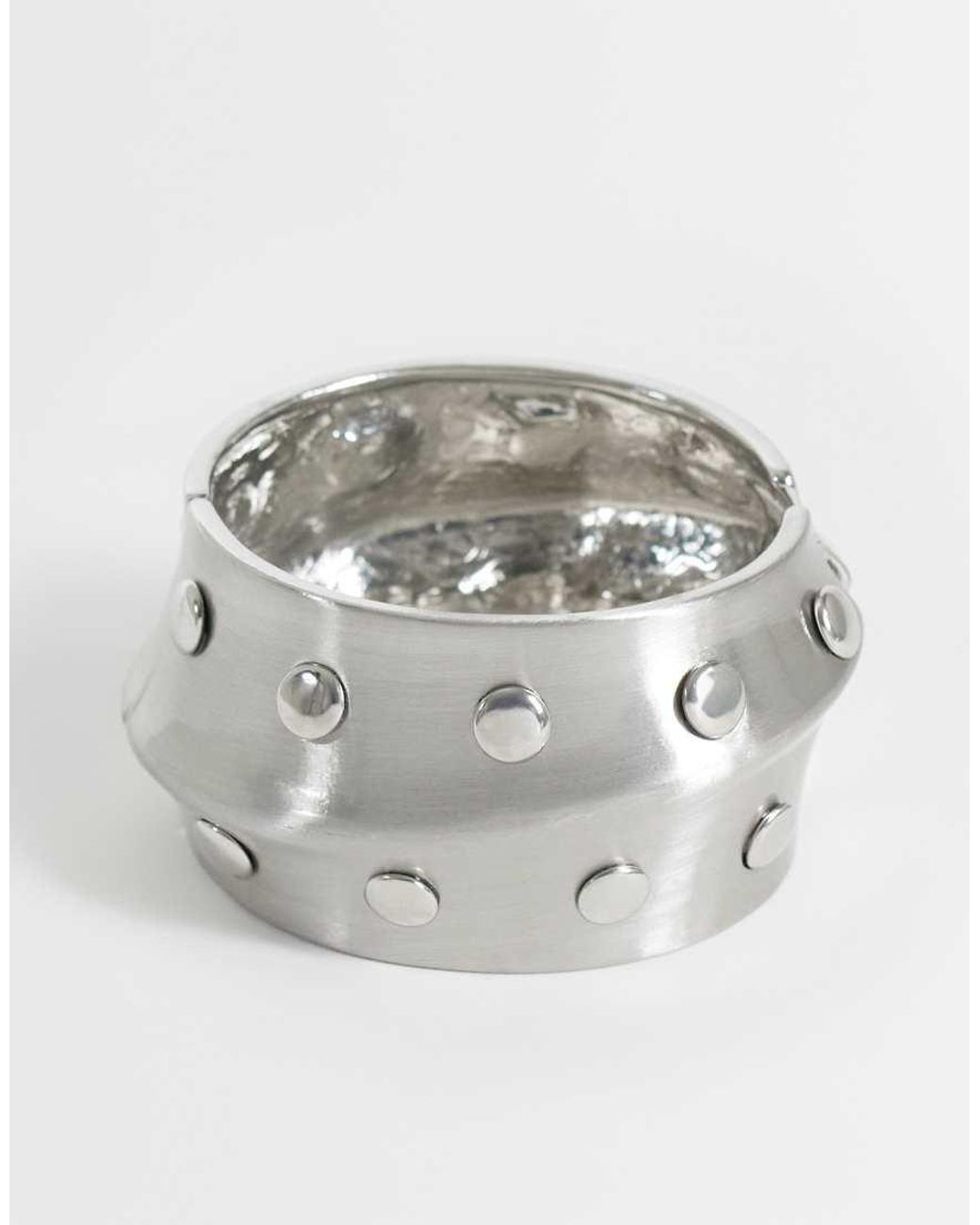 Reclaimed Vintage Gray Cuff Bangle With Stud Detail