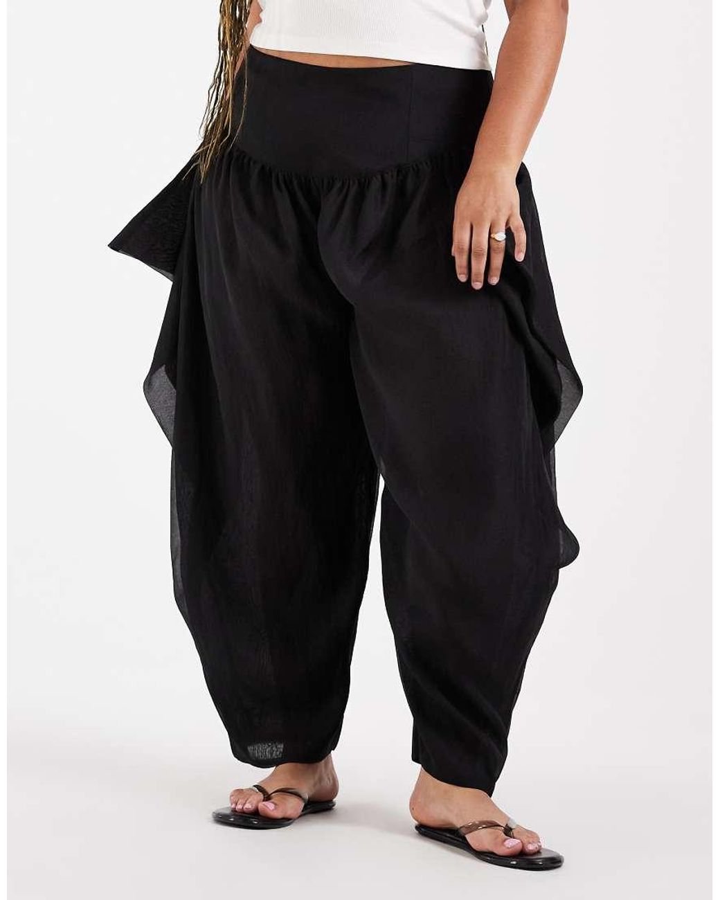 ASOS Black Curve Tailored Waterfall Detail Balloon Pants