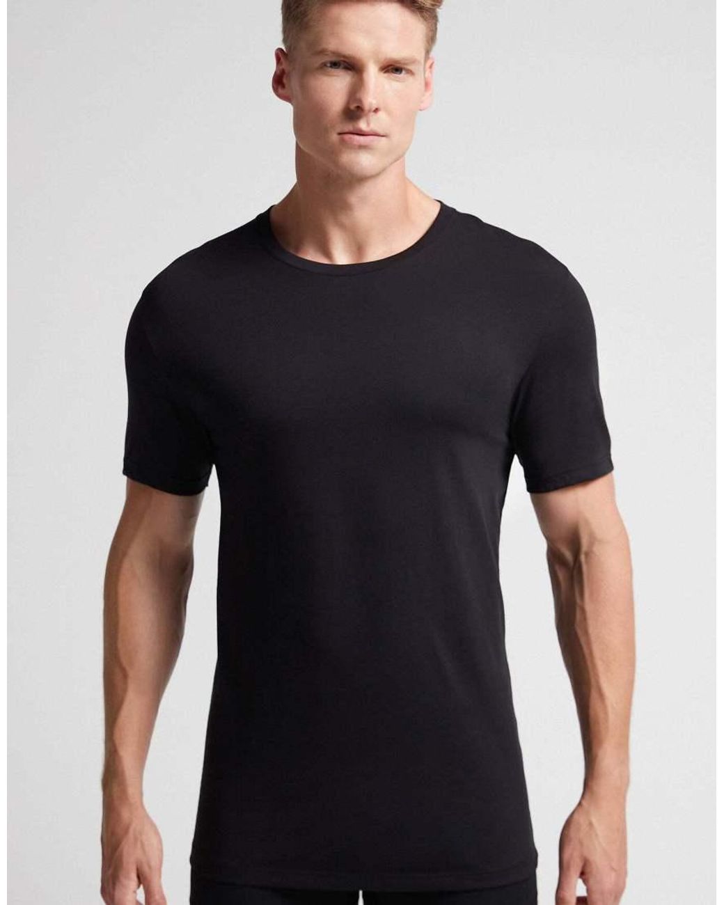 Intimissimi Black Superior Cotton T-Shirt for men