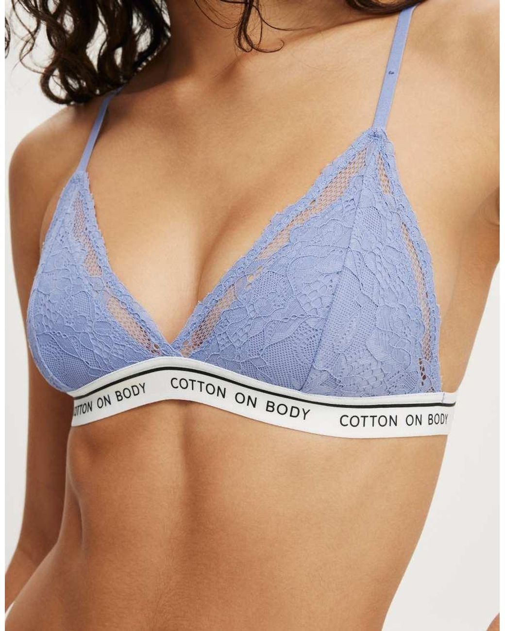 Cotton On Blue Everyday Lace Triangle Padded Bralette