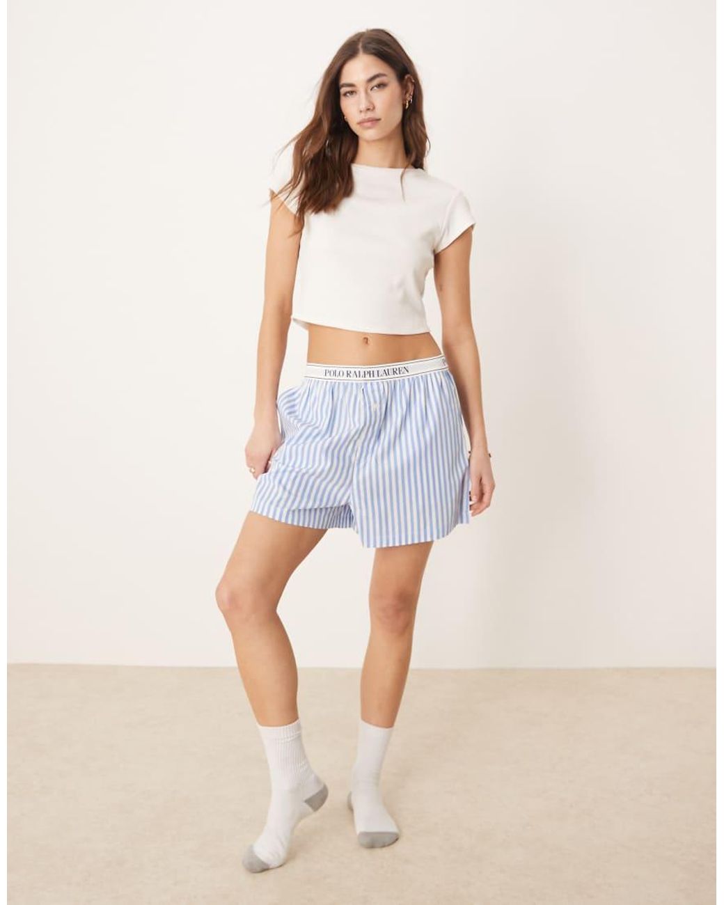 Polo Ralph Lauren White Sleep Boxer With Logo Elastic