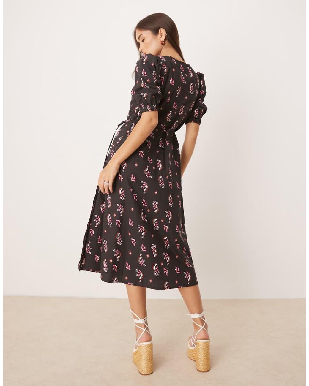 Glamorous Natural Wrap Midi Dress