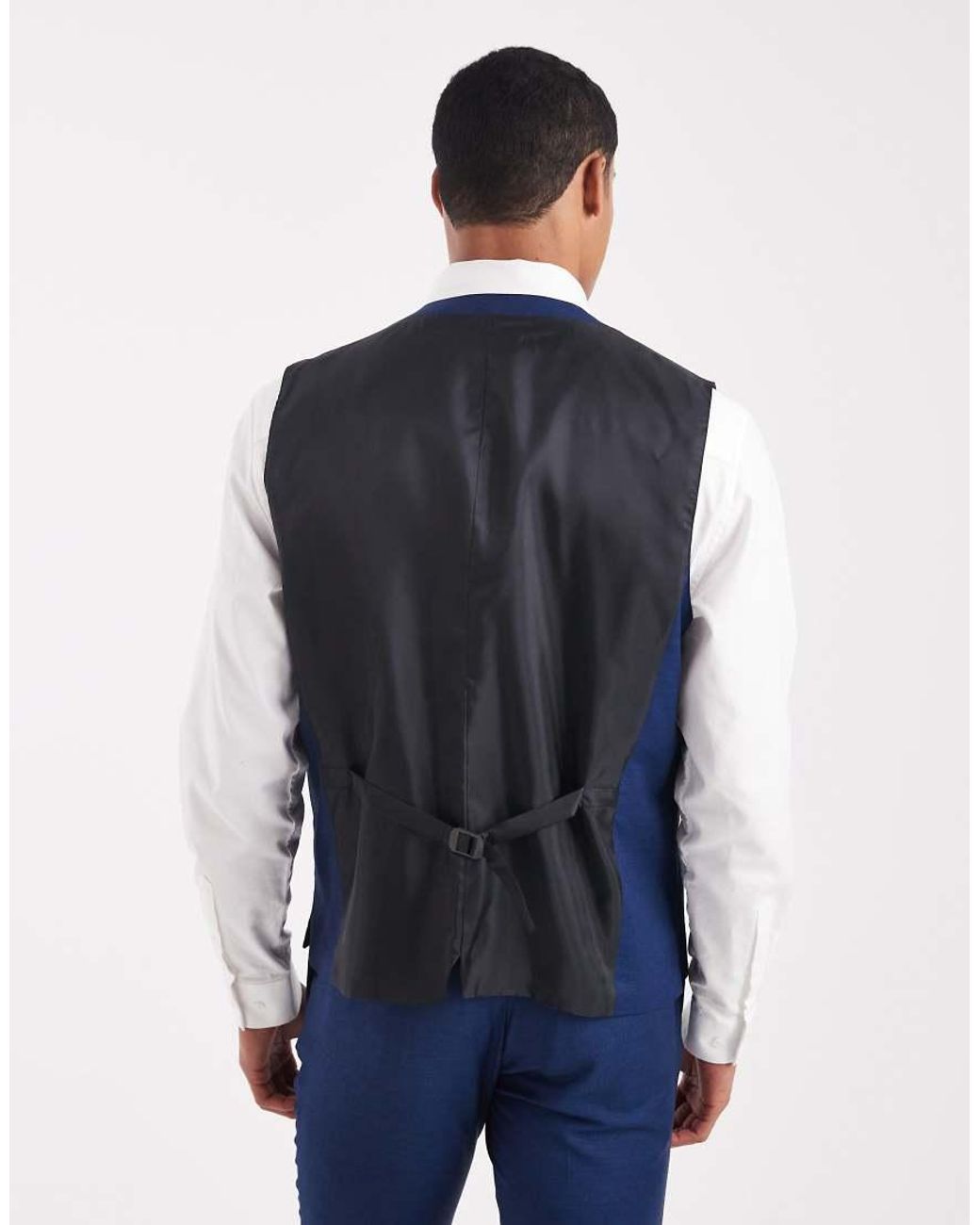 Jack & Jones Blue Slim Fit Wool Blend Waistcoat for men