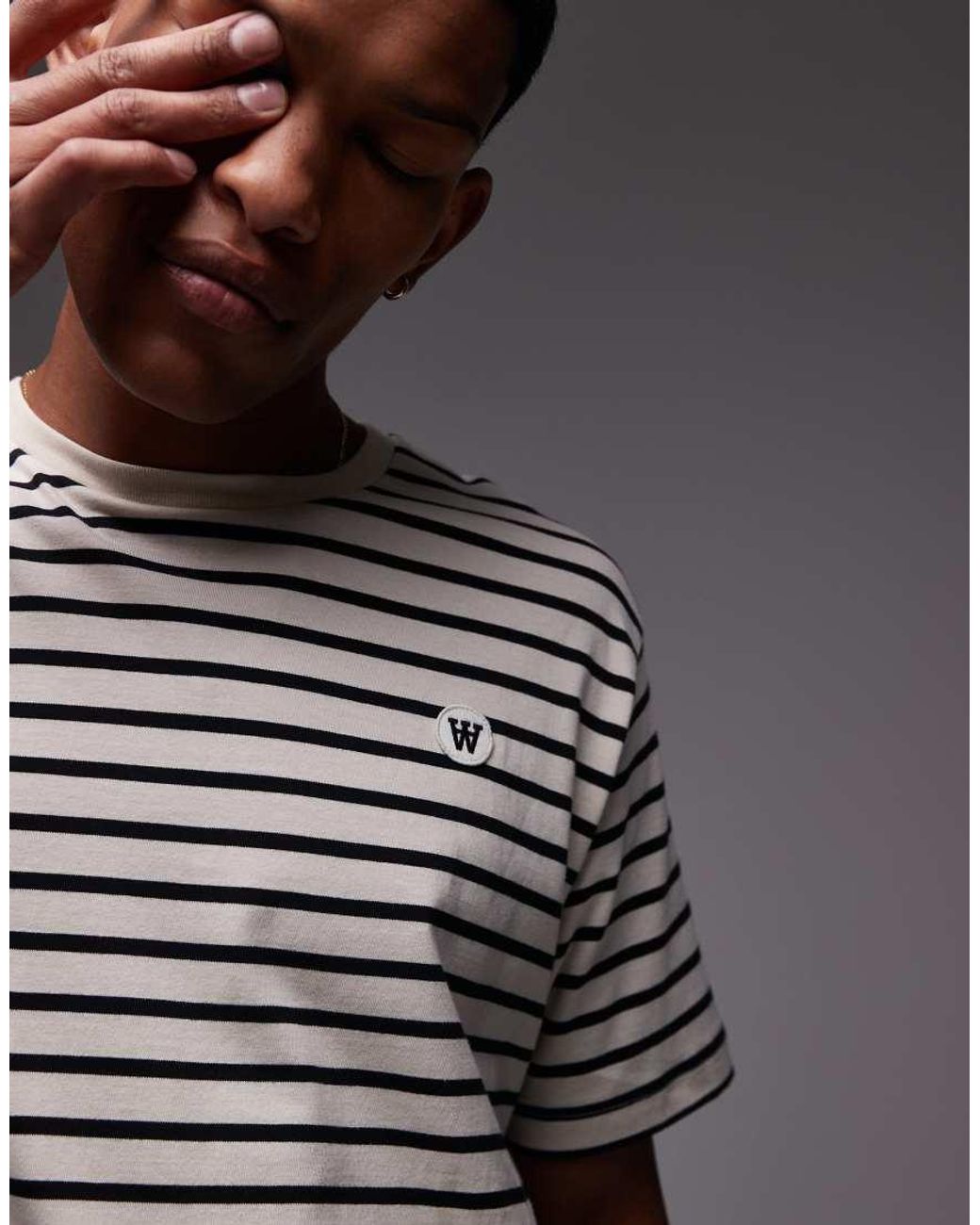 DOUBLE A by WOOD WOOD Gray Ace Logo Cotton T-shirt for men