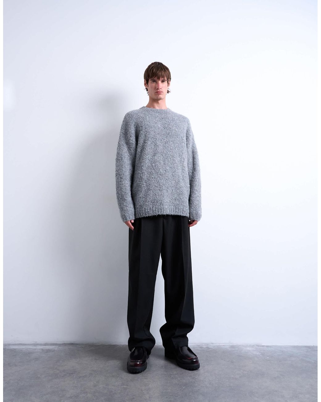 Pull décontracté en maille bouclée - clair Topman pour homme en coloris Gray