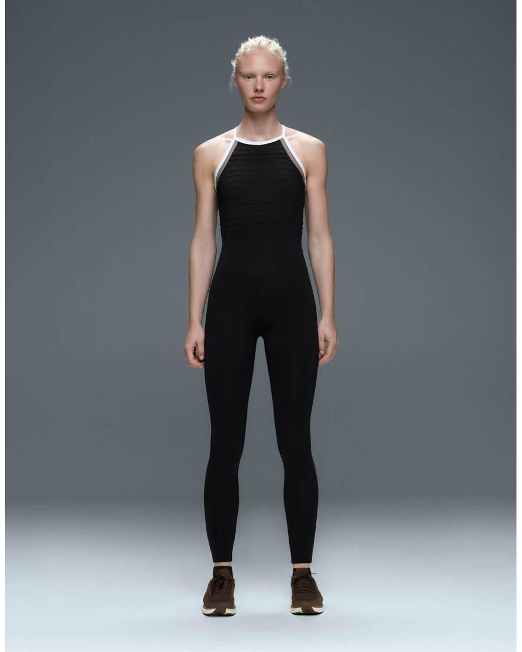 Oysho Blue Comfortlux Long Colour-Block Jumpsuit