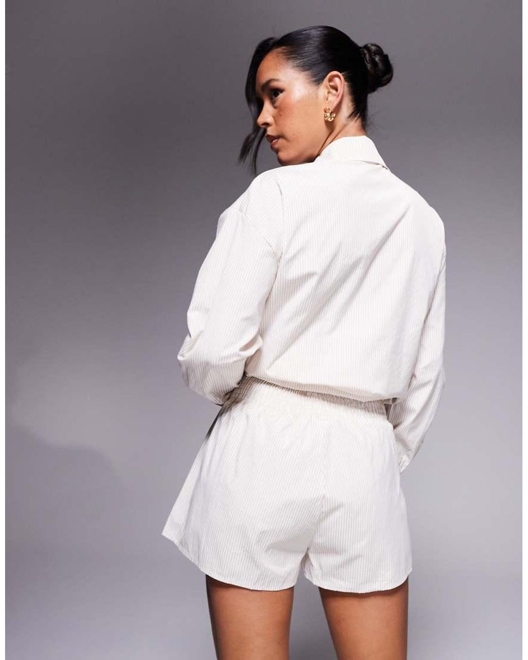 Missy Empire Gray Poplin Elasticated Waist Shorts Co-ord