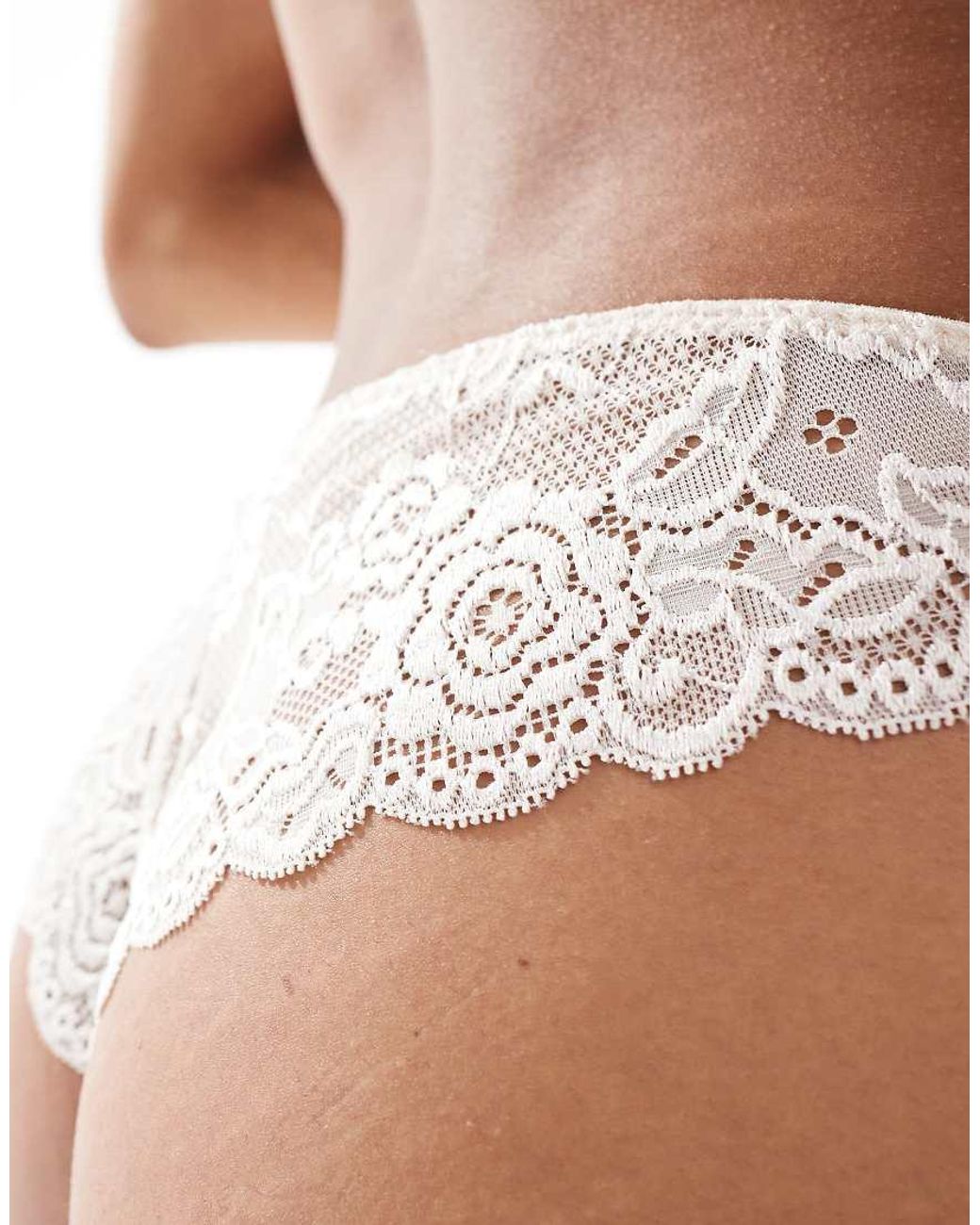ONLY Brown Lace Trim Brazilian Brief