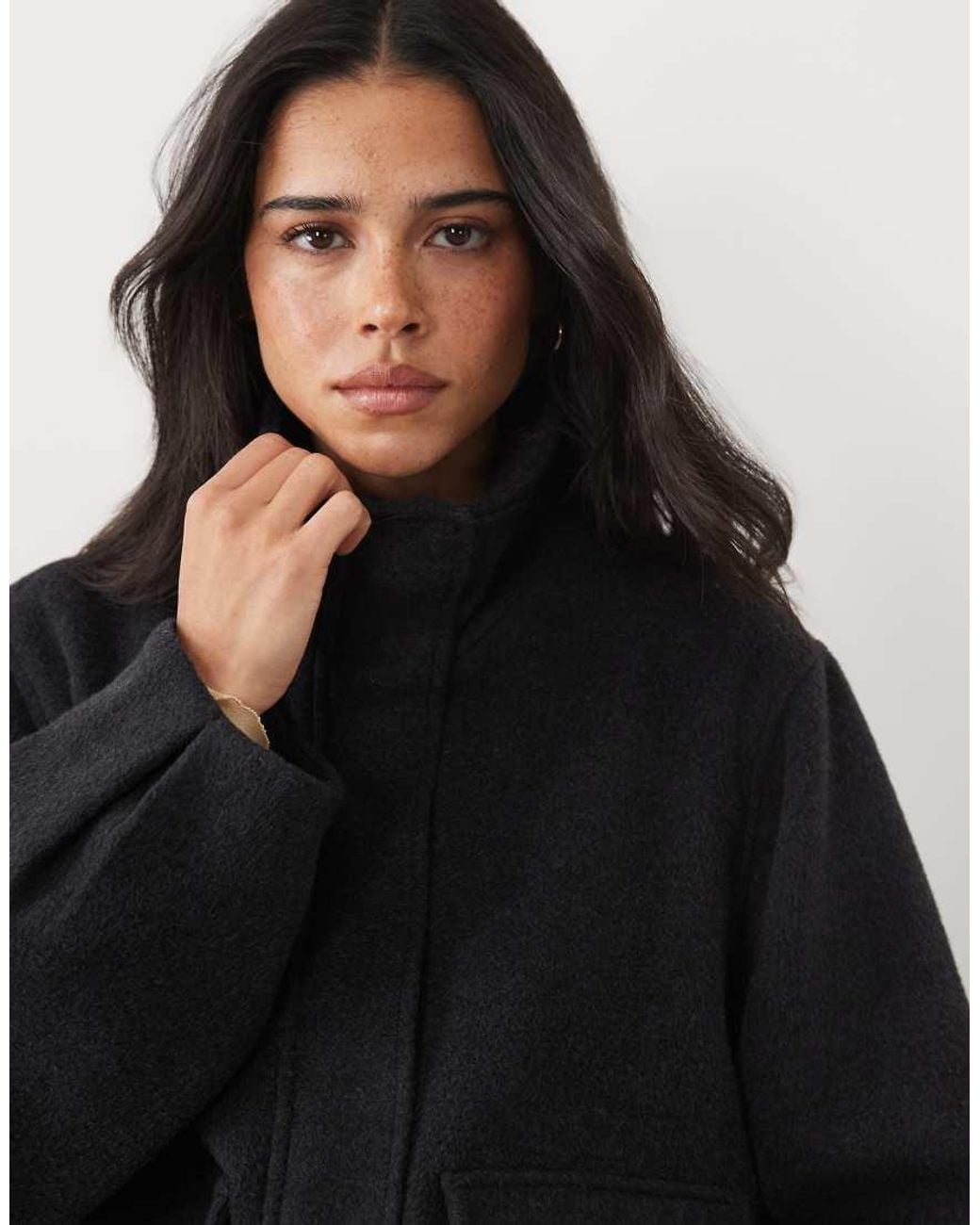 ASOS Black Formal Short Coat And Scarf Set With Wool