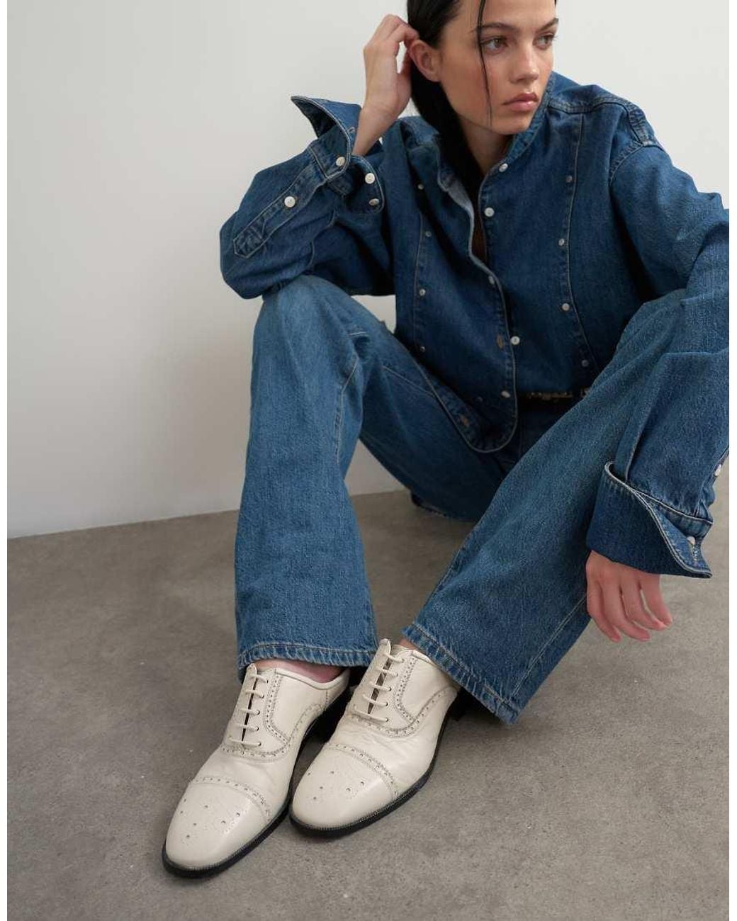 TOPSHOP Blue X Talia Byre Premium Real Leather Brogue