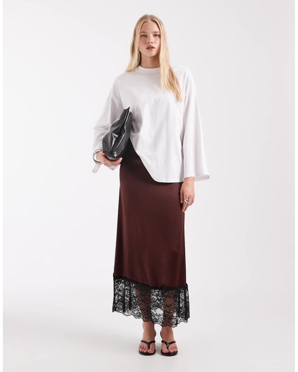 ASOS White Oversized Long Sleeve Skater T-shirt