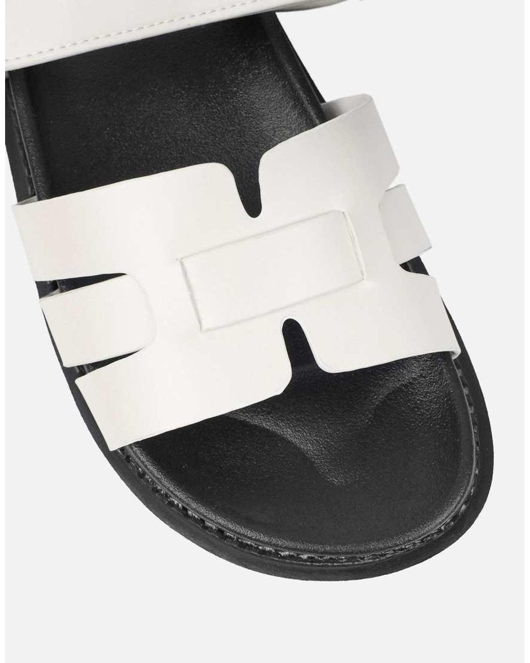 SIMMI White Adelle Box Chunky Footbed Slides