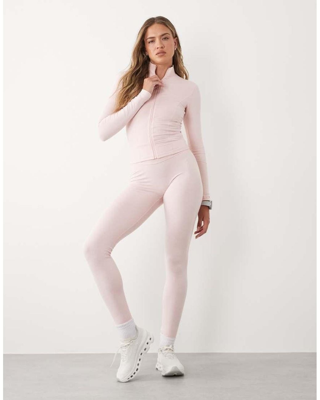 BO+TEE Pink Soft Active Zip Up Seamless Jacket